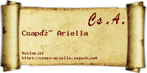 Csapó Ariella névjegykártya